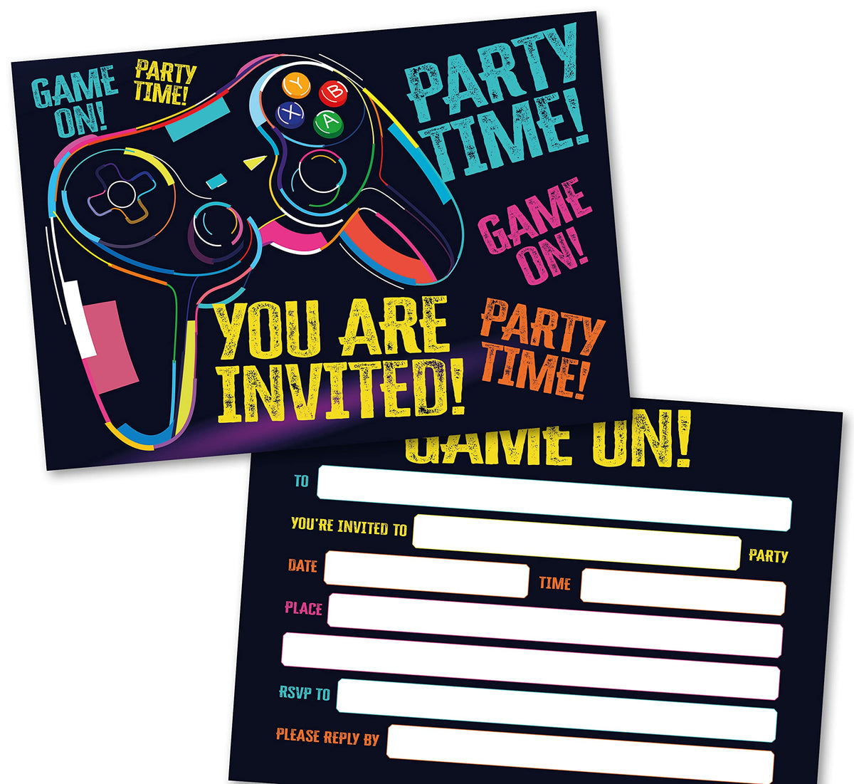 Absolutely Yours Party Invitations Pack of 36. Gaming themed invitation with matching envelopes. 120 x 172mm. Party Invites, Birthday Party Invitations. Designed and Printed in UK.