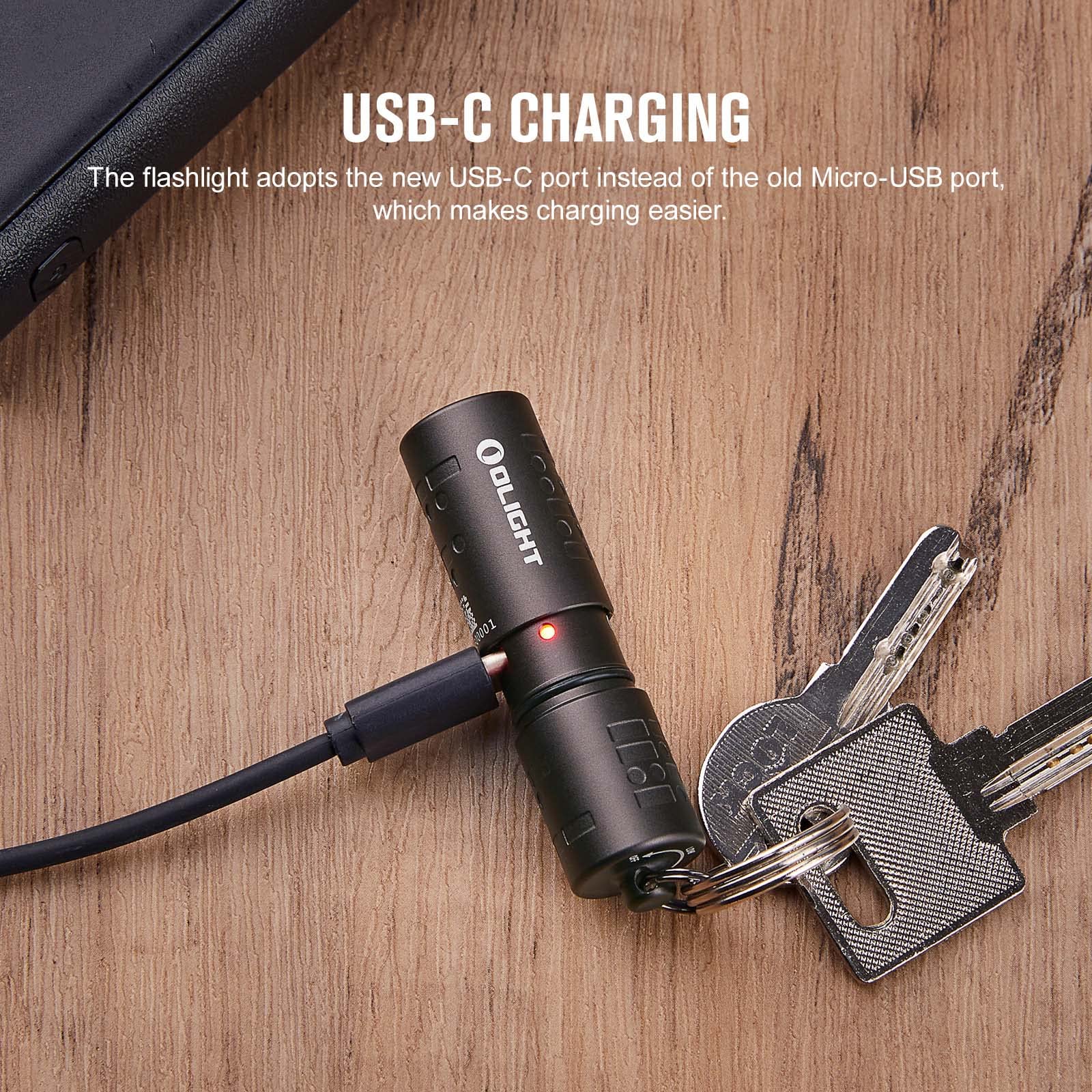 OLIGHT iMorse I1R 2 Pro Keychain Flashlight max 180 lumens, Mini EDC Handheld Torch, Powered by Built-in Rechargeable Battery with Type-C USB Cable for Everyday Carry（Gunmetal Grey）