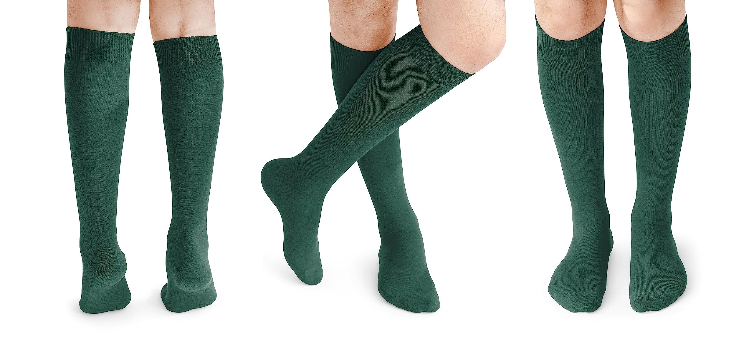 5 Pairs Children/Kids Girls Knee High Plain School Cotton Rich Socks (4-7 yrs, Bottle Green)