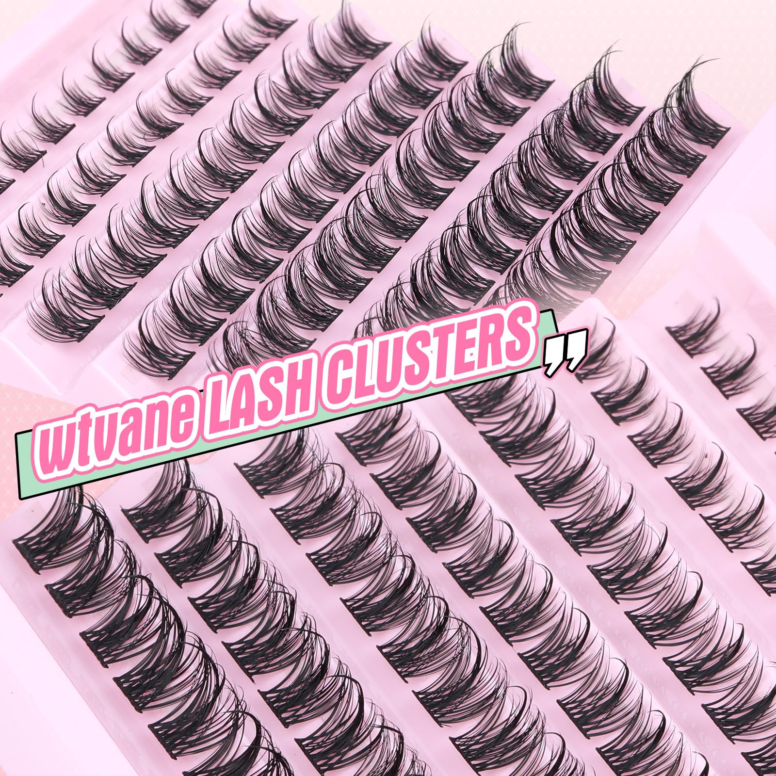 wtvane Cluster Lashes Natural Individual Eyelashes Manga Lash Clusters D Curl Eyelash Extensions 8-16MM Lashes Individual Cluster Wispy Eyelash Clusters 77pcs DIY Lash Extension at Home