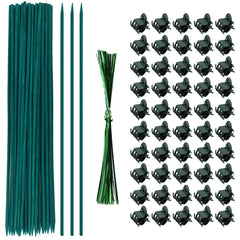 TSKDKIT 30cm Plant Support Sticks and Clips Garden Stakes Bamboo Sticks with Twist Ties Green Plant Stakes 12 inch Plant Canes Sticks for Garden or Home Floral Picks Gardening Tripods Making(25 Pcs)