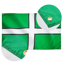 Runesol Devon Flag, 91x152cm, 3ft x 5ft, Saint Petroc's Flag, 4 Grommets, Eyelet in Every Corner, Devon Cross, Devonian Flag, St Petrocks Day, Premium Flags, Inside, Outside, Vivid Colours