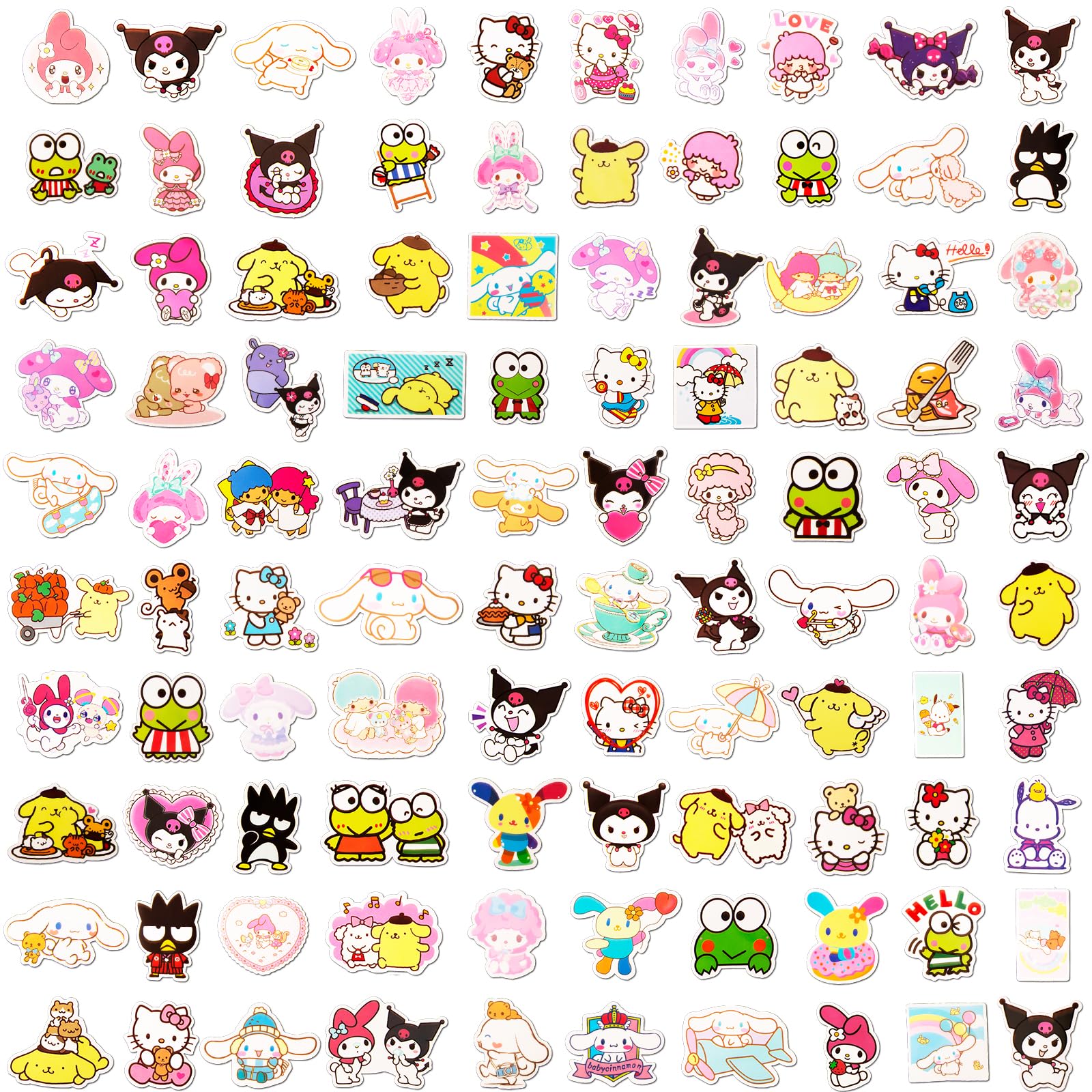 100PCS Vinyl Stickers for Kids, Kawaii Kurromi Stickers Waterproof Stickers, Non-Repeating Guitar Laptop Suitcase Stickers, Best Anime Sticker for Fans, Kids, Teens