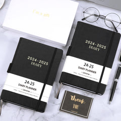 Academic Diary 2024-2025 - Diary 2024-2025 A5 Page A Day from July 2024 to June 2025, Productivity Daily Planner with Monthly Tabs, Inner Pocket, Grey, Banded,14.3 X 21 cm