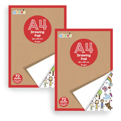 abeec A4 Plain Paper Drawing Pads - 72 Sheet Sketch Book 2 Pack - Arts And Craft Scrap Book Essential For Kids Activity Packs - Colouring Books For Children - Drawing Paper for Children