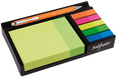 Snopake Desk Memo Set with Neon Sticky Notes and Index Highlighters Black Tray/Assorted Colours 15848, 76 mm x 76 mm