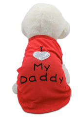 Small Dog Clothes XS Puppy Dogs Shirt I Love My Mom Mommy Dad Daddy Dog T Shirts for Small Dogs