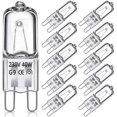 G9 Halogen Light Bulbs 40W, TOKIISHE G9 Dimmable Capsule Bulb for Oven, Wax, Lamps, 2800K Warm White, 230V, 10 Packs