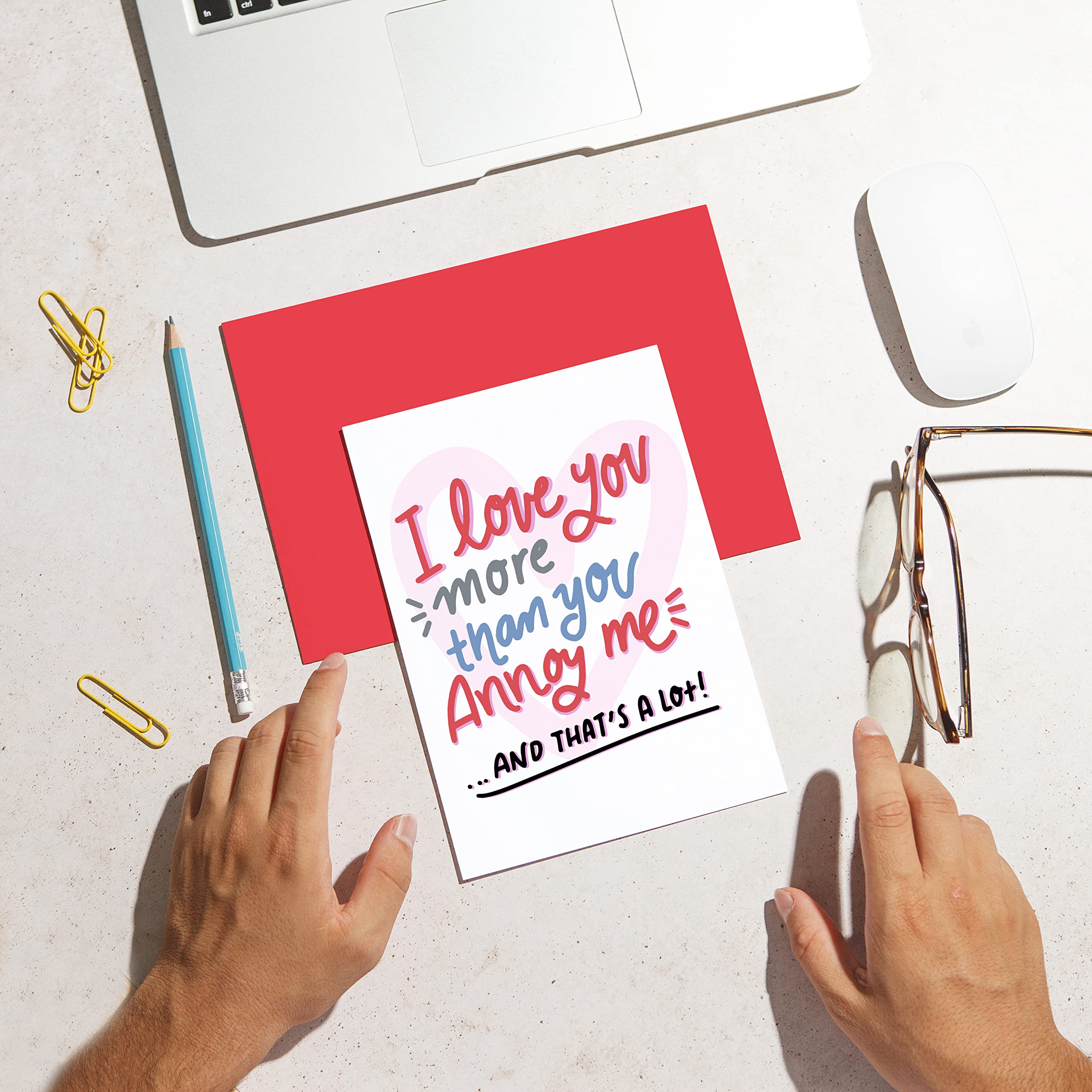 Huxters Funny Birthday Card for Him - 'I Love you more than you annoy me' - Anniversary Card for Husband - Valentines day Card - Wife Birthday cards for her - Boyfriend love card girlfriend - A5