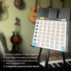 Guitar Chord Chart Cheat Sheets - Guitar Chords, Guitar Scales, Guitar Triads, Keys, Circle of Fifths! Guitar Theory MADE EASY. 8 inches x 8 inches Laminated Card Chord Charts and Chord Formula Folder.