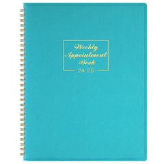 Appointment Diary 2024-2025 - Academic Diary 2024-2025 from Jul. 2024 to Jun. 2025, A4 Week to View Appointment Book 2024-2025 in 15 Minutes with Times, Soft Leather Cover, 21.8 x 29 cm - Lake Green