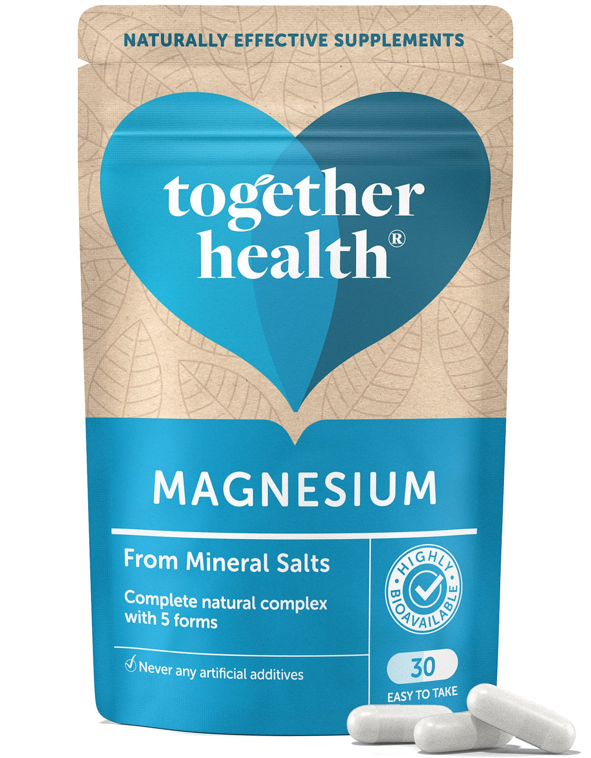 Marine Magnesium – Together Health – from Natural Marine Salts – 5 Natural Forms of Magnesium – Vegan Friendly – Made in The UK – 90 Vegecaps - Pack of 3