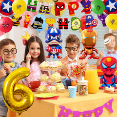 Avengers Birthday Decorations, 25Pcs Hero Birthday Balloons with Banner, 6th Party Decorations Boys Happy Birthday Balloon Banner