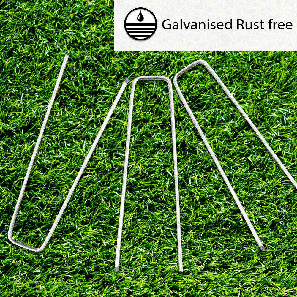 ANSIO Garden Pegs Stakes Staples Securing Lawn U Shaped Nail Pins Ideal for Weed Control Membrane/Fabric/Artifical Grass/Matting/Netting Galvanised Ground Pegs 150mm/6 Inch (20 Pack-6 inches)