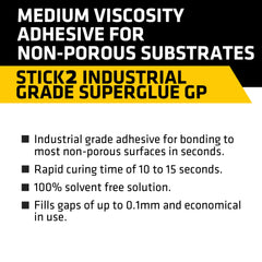 Everbuild Stick2 General Purpose Superglue – Industrial Grade – High Strength – Rapid Setting – Clear – 50g