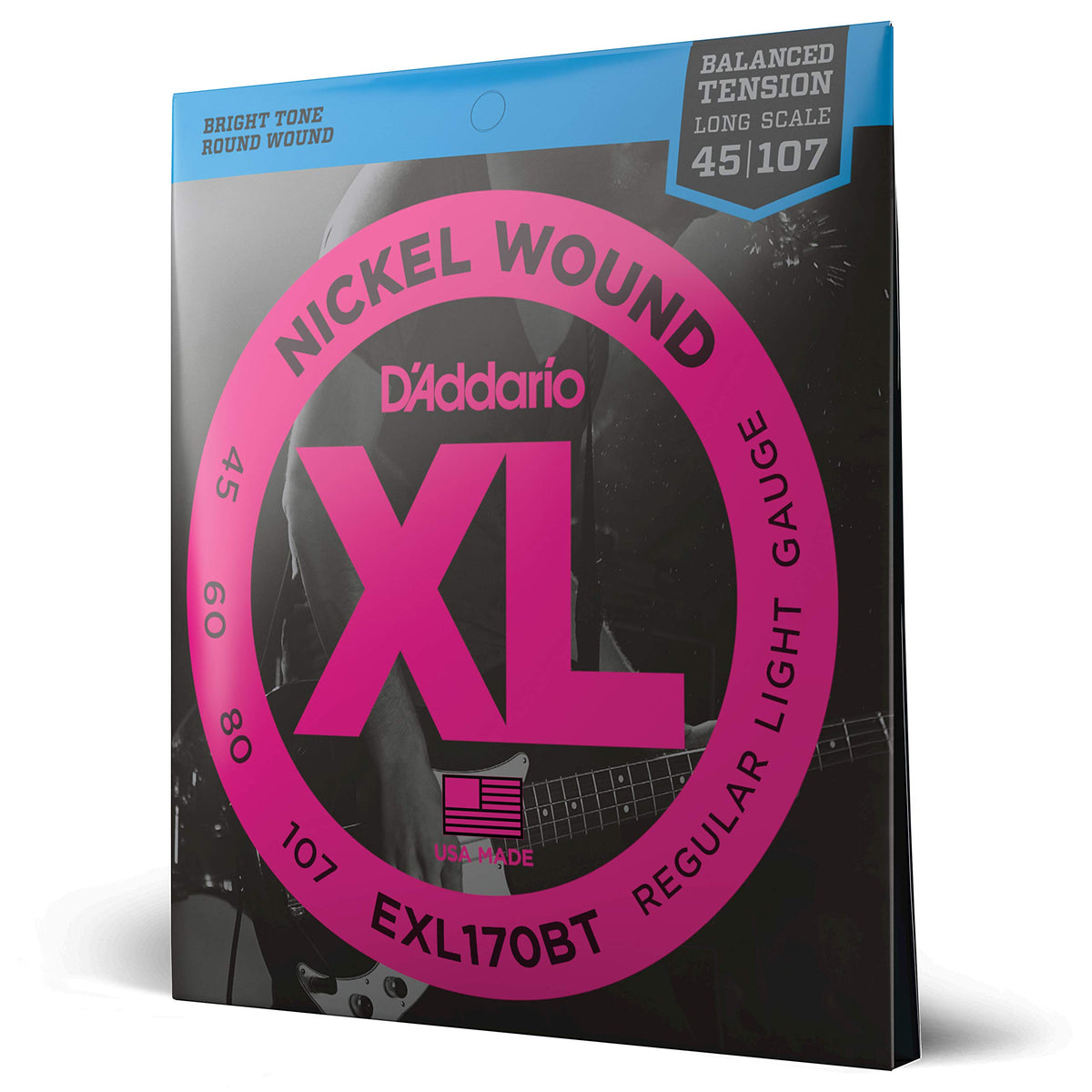 D'Addario EXL170BT 45-107 Balanced Tension Light Nickel Wound Bass Guitar Strings