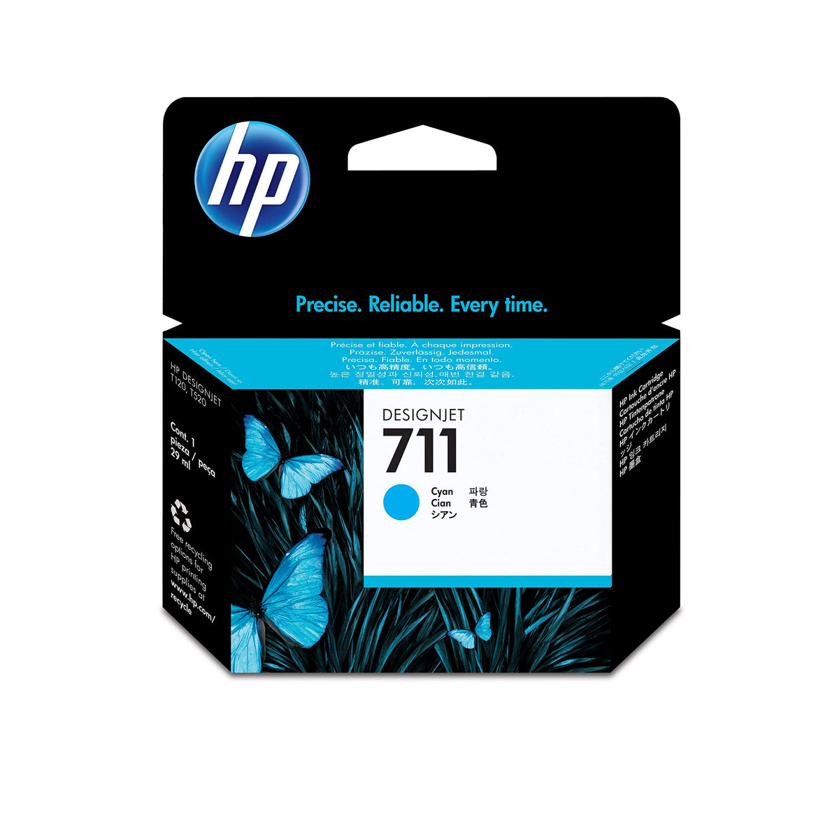 HP CZ130A 711 29ml Ink Cartridge for Designjet T120/T520 Large Format Inkjet Printers - Cyan