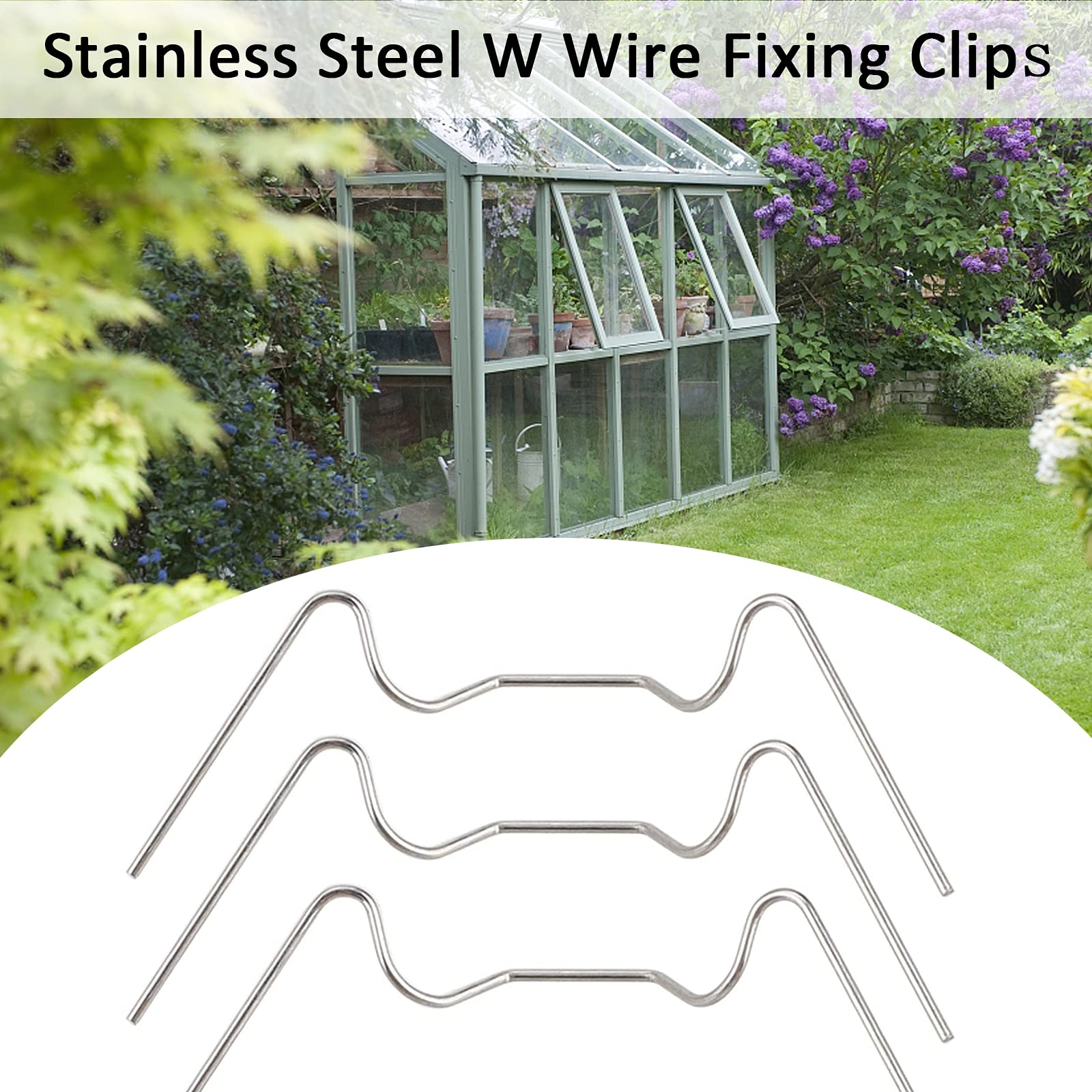 50 Pieces Greenhouse Glass Clips, 1.6 mm Thick Stainless Steel Greenhouse W Clips Greenhouse Glazing Clips Greenhouse Window Clips Wire Clips for Greenhouse Glass