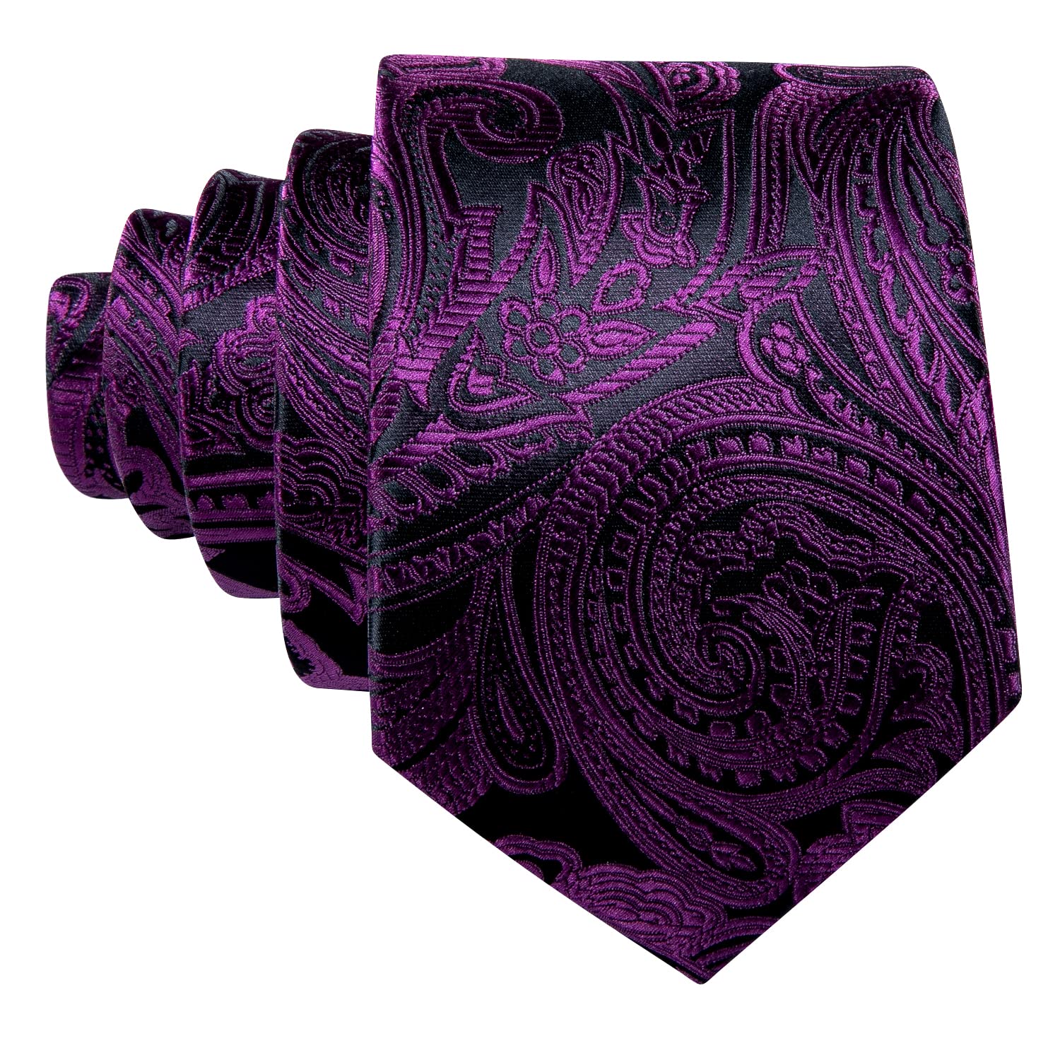 Barry.Wang Tie Pocket Square Cufflinks for Men Set Designer Ties Paisley (Royal Purple Pailsey)