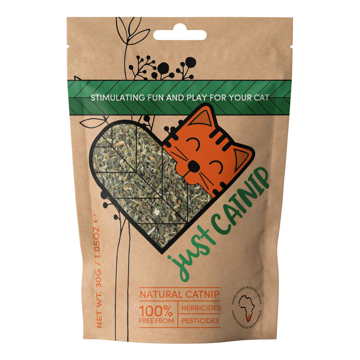 Just Catnip - Organic Catnip for Cats   Fine Blend Cat Nip   Grown in South Africa   Extra Strong   Cat Toy   Cat Treat   Natural, Ethical and Sustainably Farmed (Catnip (30g))