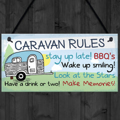 RED OCEAN Caravan Rules Novelty Hanging Plaque Campervan Outdoor Garden BBQ Sign Retirement Friend Gift