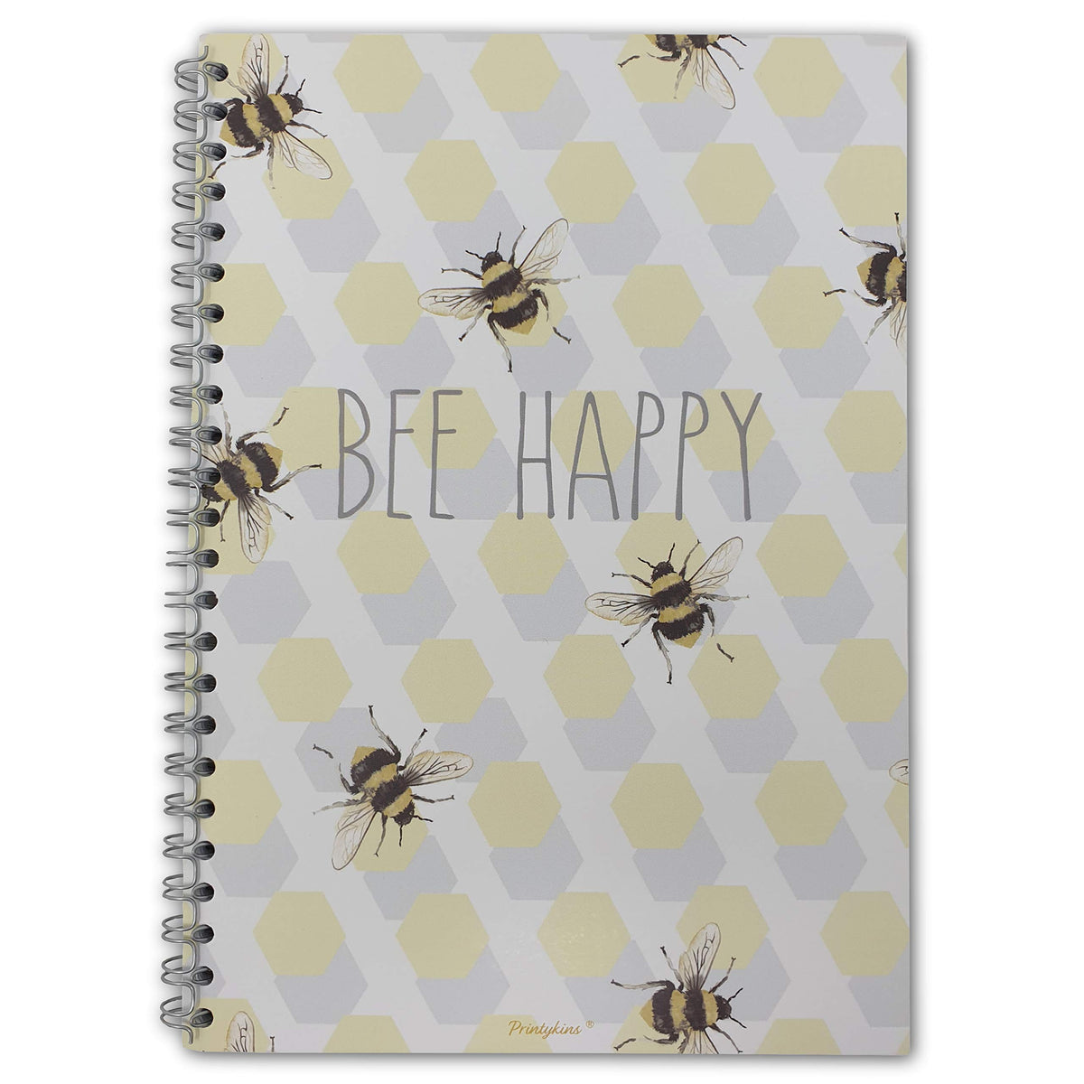 Bee Notebook – A5 / 21cm x 15cm / Wirebound/Lined and Plain / 100 Pages/Childrens Notepad/Kids Notebook/Girls Sketchbook/Ladies Journal/Bee Inspired/Bee Gift by Printykins