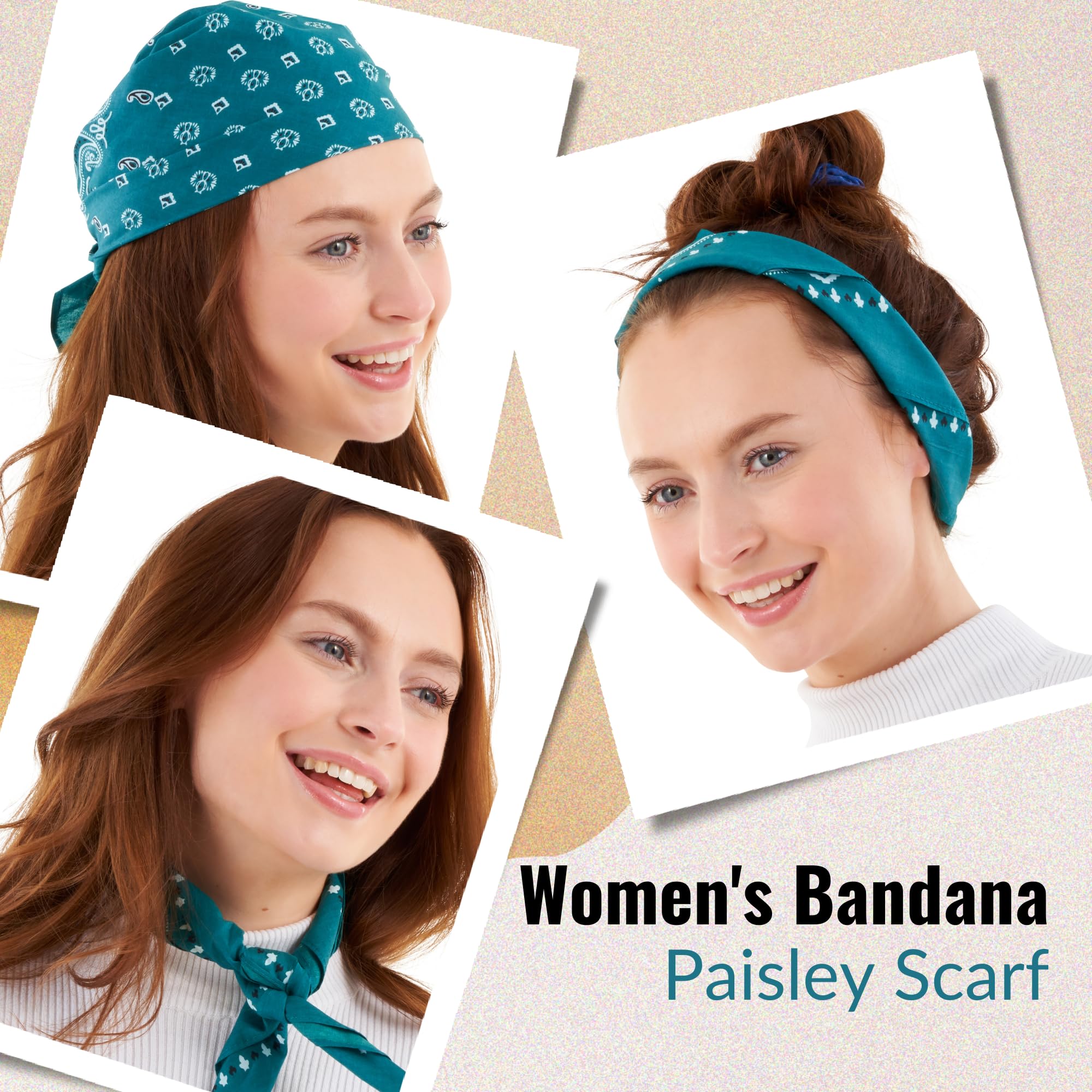 Teal Bandana For Men & Women - Cotton Headband Paisley Hair Bandanas - Pirate Scarf - Headwear Cycling Cowboy Sports Neckerchief