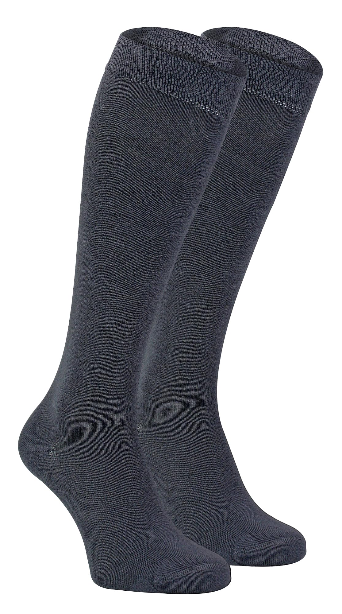 Sock Snob - Womens Long Knee High Bamboo Socks   2 Pair Pack   Plain & Patterned   Gift for Ladies (4-7, Grey)