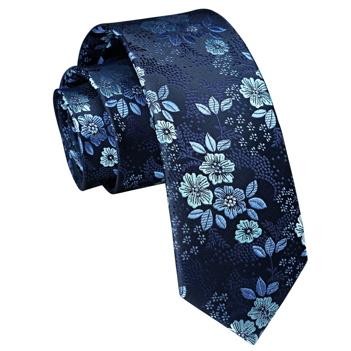 Enlision Mens Tie Slim Ties for Men Classic Blue Floral Silk Neckties for Formal Wedding Business Party 6cm