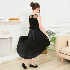 Sunny Fashion LB11 Girls Dress Rhinestone Chiffon Bridesmaid Dance Ball Maxi Gown Age 6 Years Black