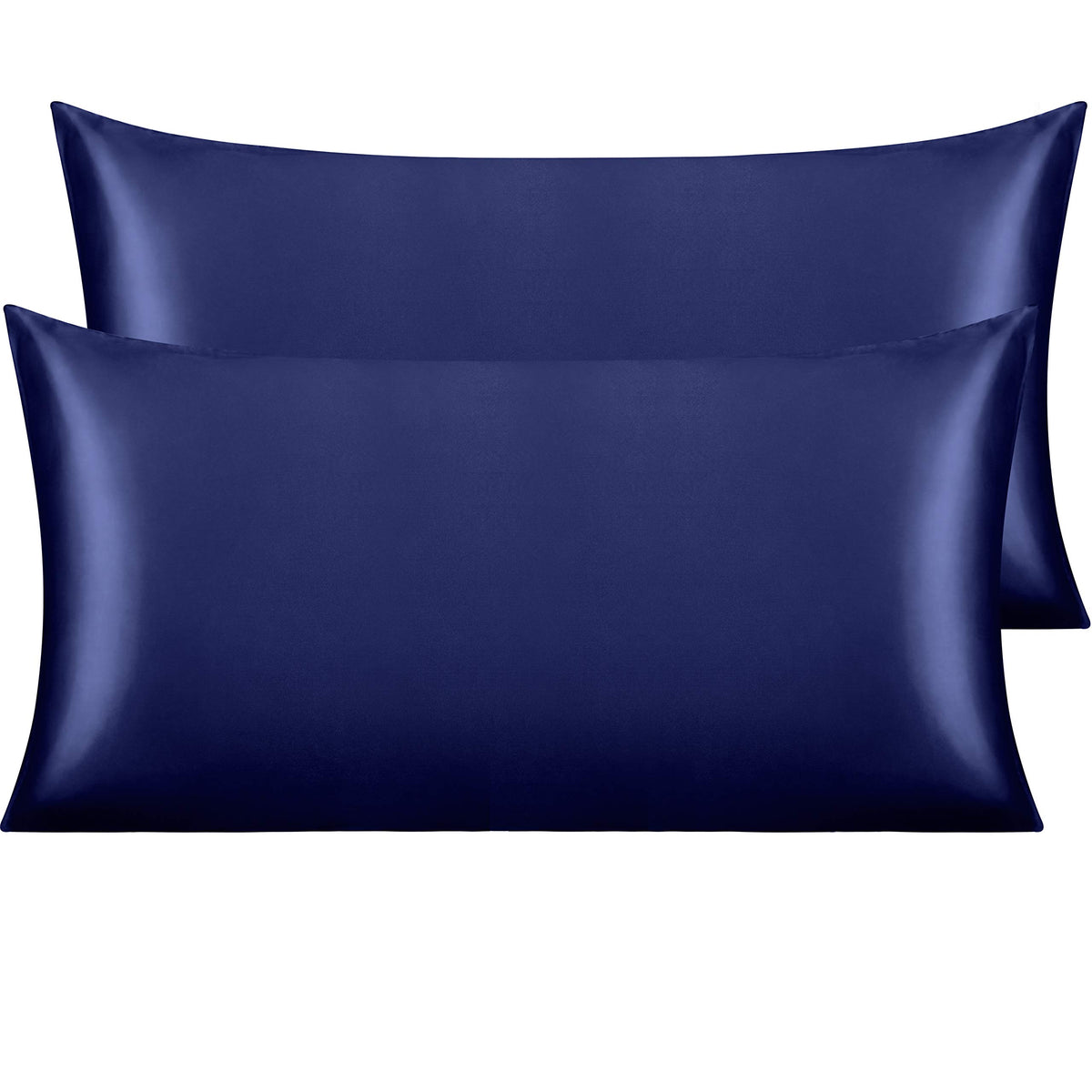 NTBAY Silk Satin Pillowcases - Satin Pillowcase for Hair and Skin, Pillow Cases 2 Pack with Envelope Closure, 50x90 cm, Navy