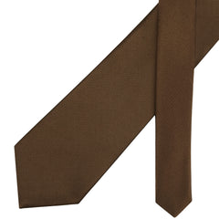 Gusleson Solid Wedding Ties for Men Classic Dark Brown Silk Tie 8cm Formal Necktie (UK0791-22)