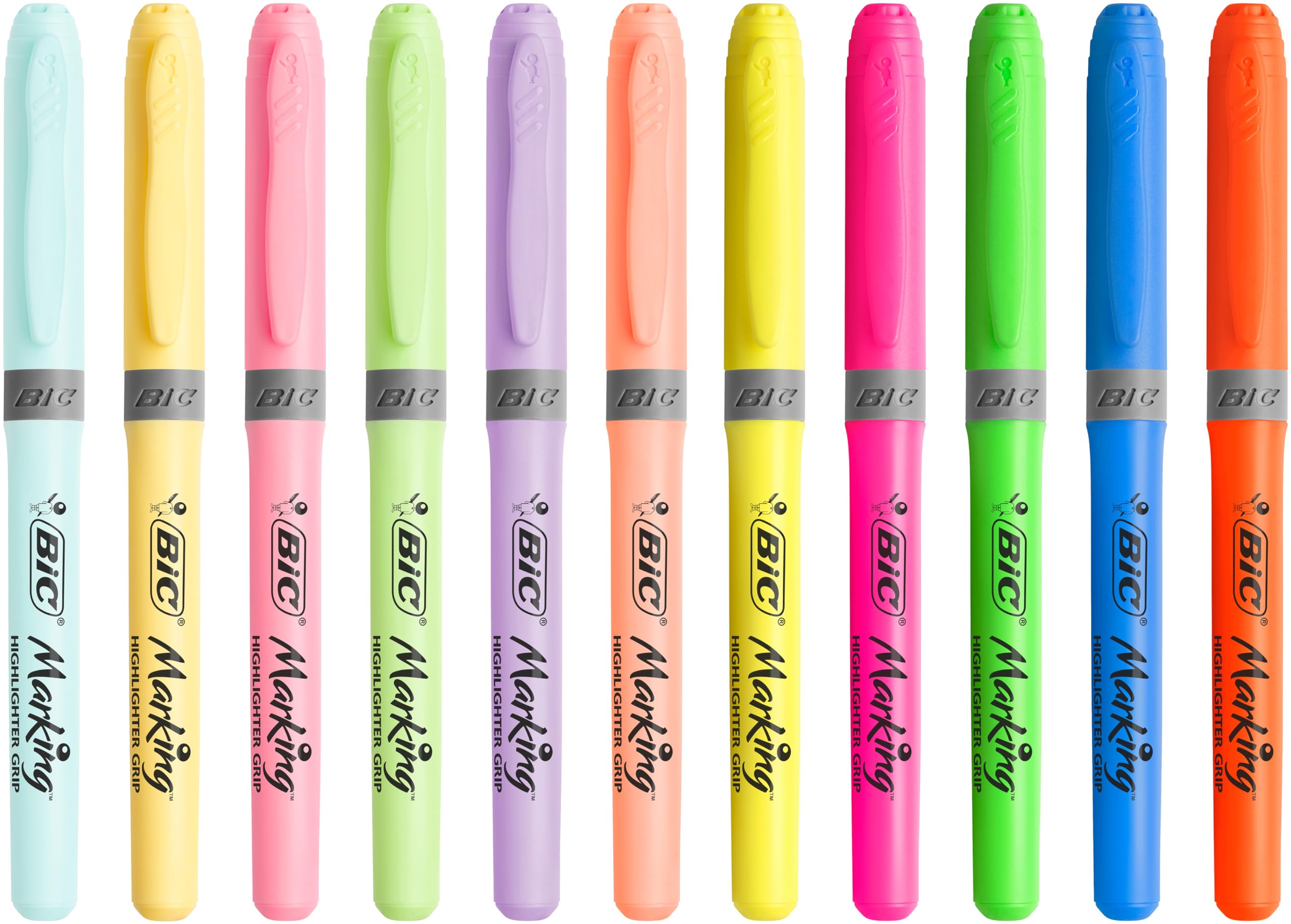 BIC Highlighter Collection Box, Assorted Intense and Pastel Colours, in Convenient Metal Gift Box, Pack of 15