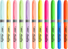 BIC Highlighter Collection Box, Assorted Intense and Pastel Colours, in Convenient Metal Gift Box, Pack of 15