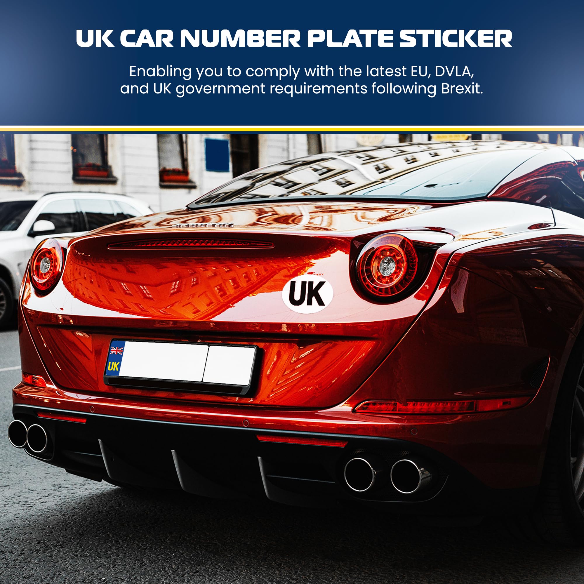 3PK UK Car Stickers for Europe GB Stickers for car UK car Sticker UK Number Plate Stickers - Legal Size - Vinyl Self-Adhesive, Weather Resistant - Union Jack Replaces EU Flag Brexit (1)