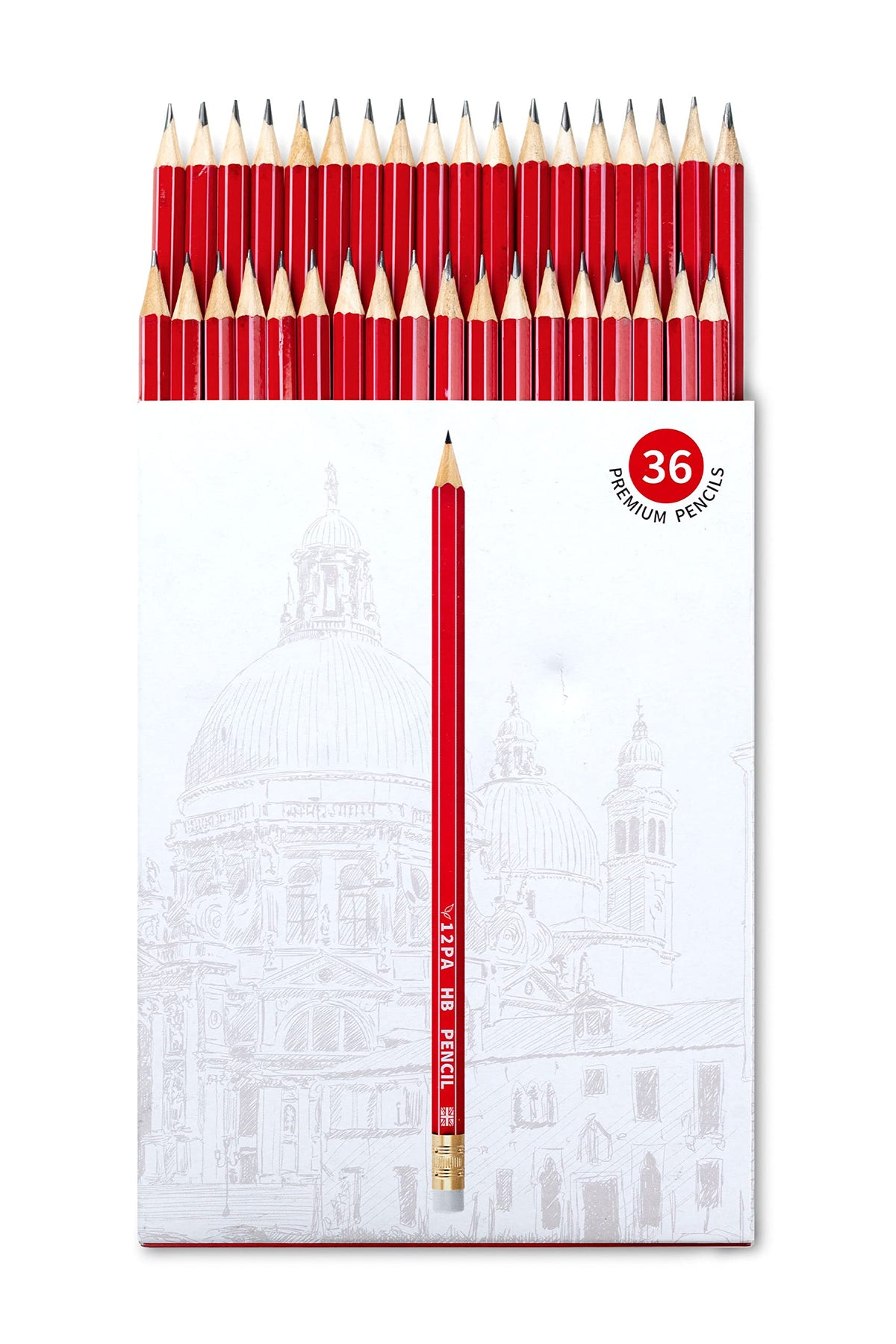 12PA 36 Pencils With Rubbers On The End   HB Pencils   Pencils   Pencils for Children   Work Pencils   School Pencils   Builders Pencil   Perfect for Office & School Supplies (White Eraser Tip, 36)