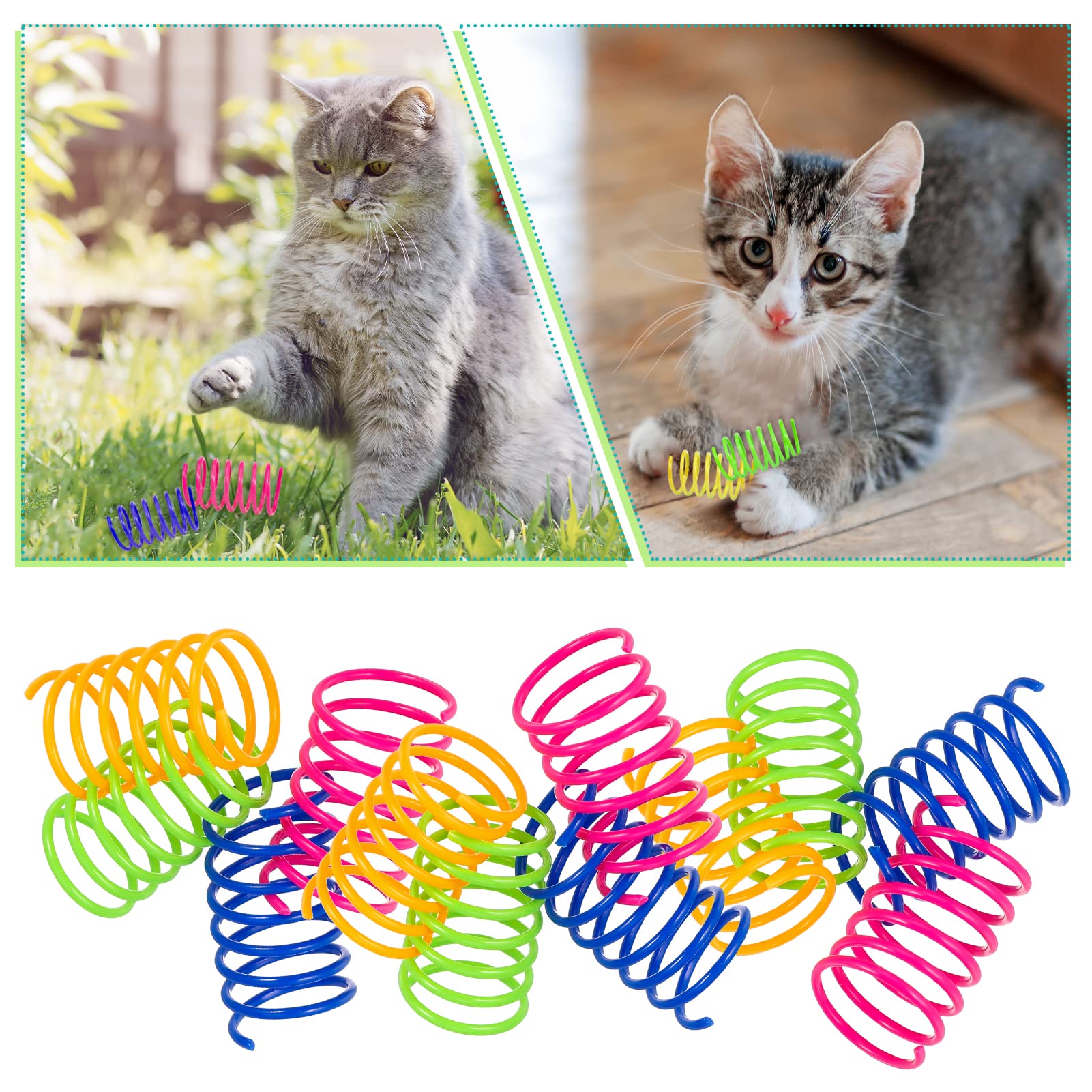 Fuyamp 16 Pcs Cat Colorful Springs Toys, Cat Spring Toys for Kittens, BPA Free Plastic Interactive Toys to Keep Fit for Swatting, Biting, Hunting Healthy Play Kitten Toys