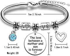 JMIMO Mum Gifts Mother Bracelet from Son Birthday Mother's Day Gift The Love Between A Mother and Son is Forever