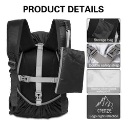 Crenze Backpack Rain Cover, 15-90L Waterproof Rucksack Cover with Reflective for Hiking Camping Traveling Cycling