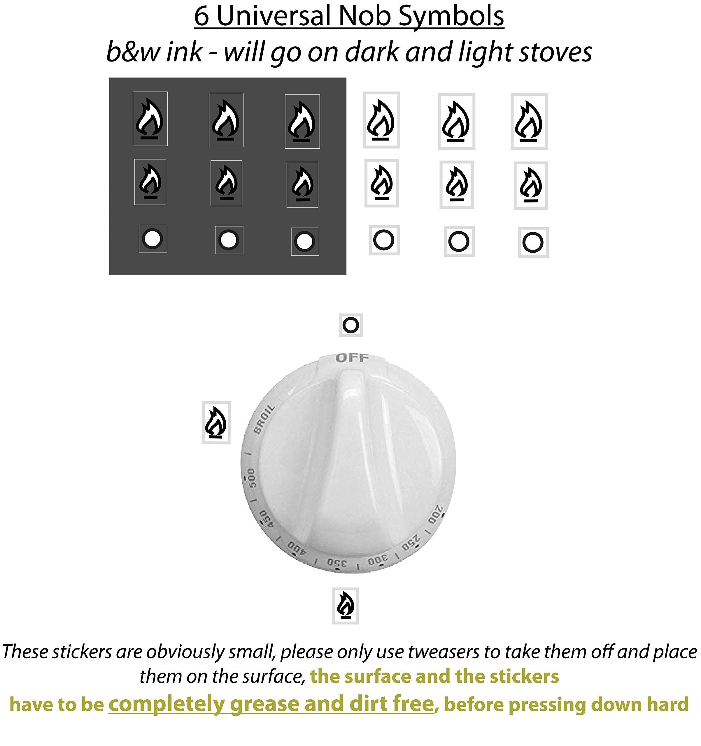 Arqi UK Multiple Stove Hob Range Replacement Stickers, Universal for 4, 5 and 6 burners, Black and white inks , heat and grease resistant on tough PVC,