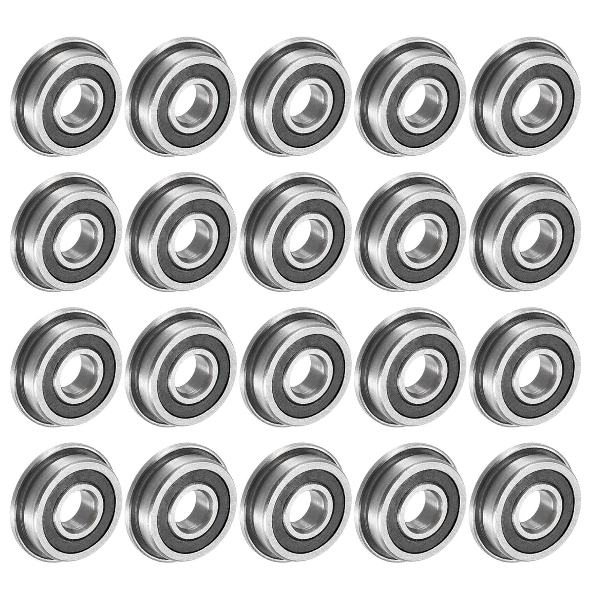 uxcell F695-2RS Flanged Ball Bearing 5x13x4mm Double Sealed Chrome Steel Flange Bearings, 20pcs