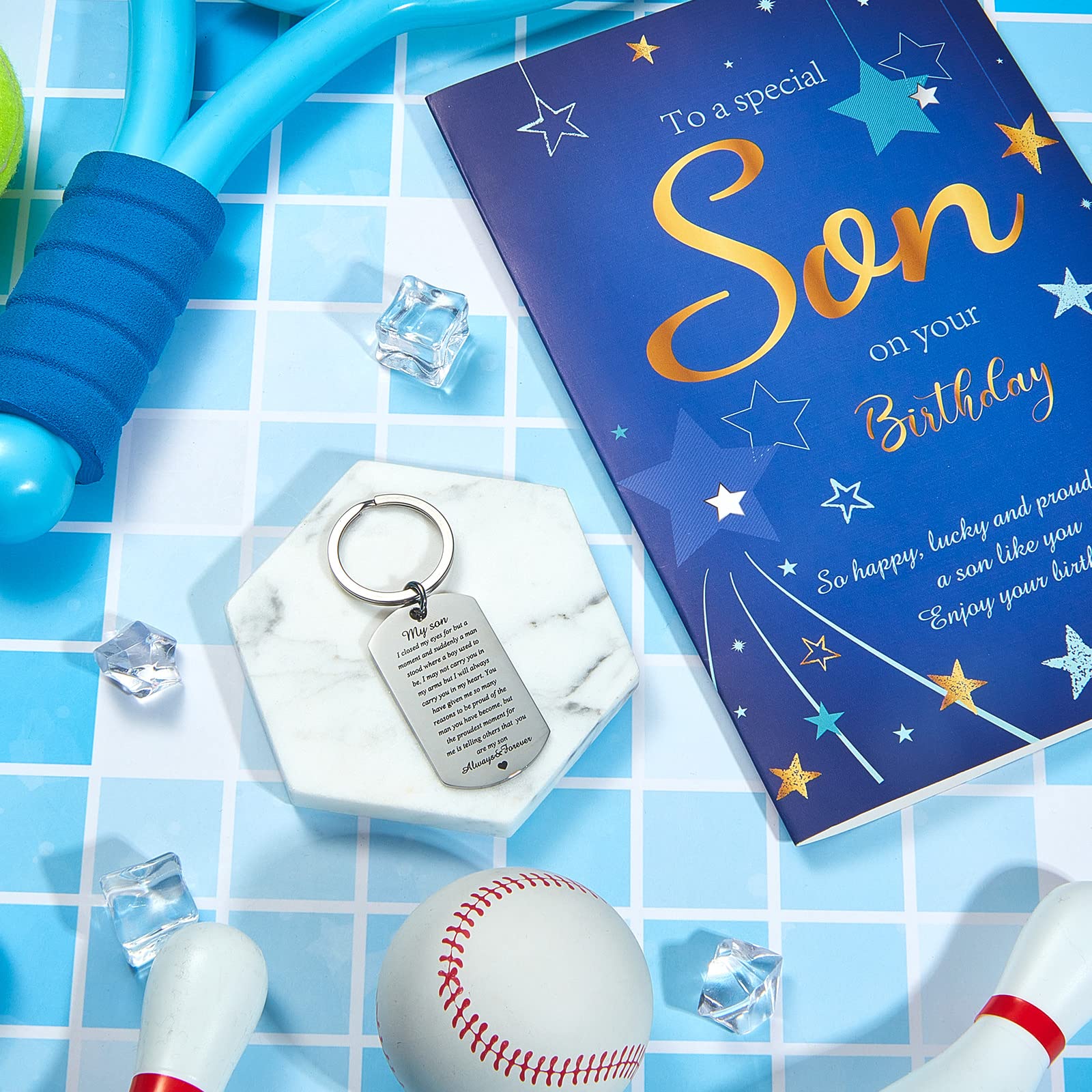 Yaomiao Son Birthday Card Son Keyring Gifts from Mum Dad Inspirational Son Keyring Encouragement Son Gifts Birthday Present for Son Adult Birthday Christmas Graduation Present Supplies