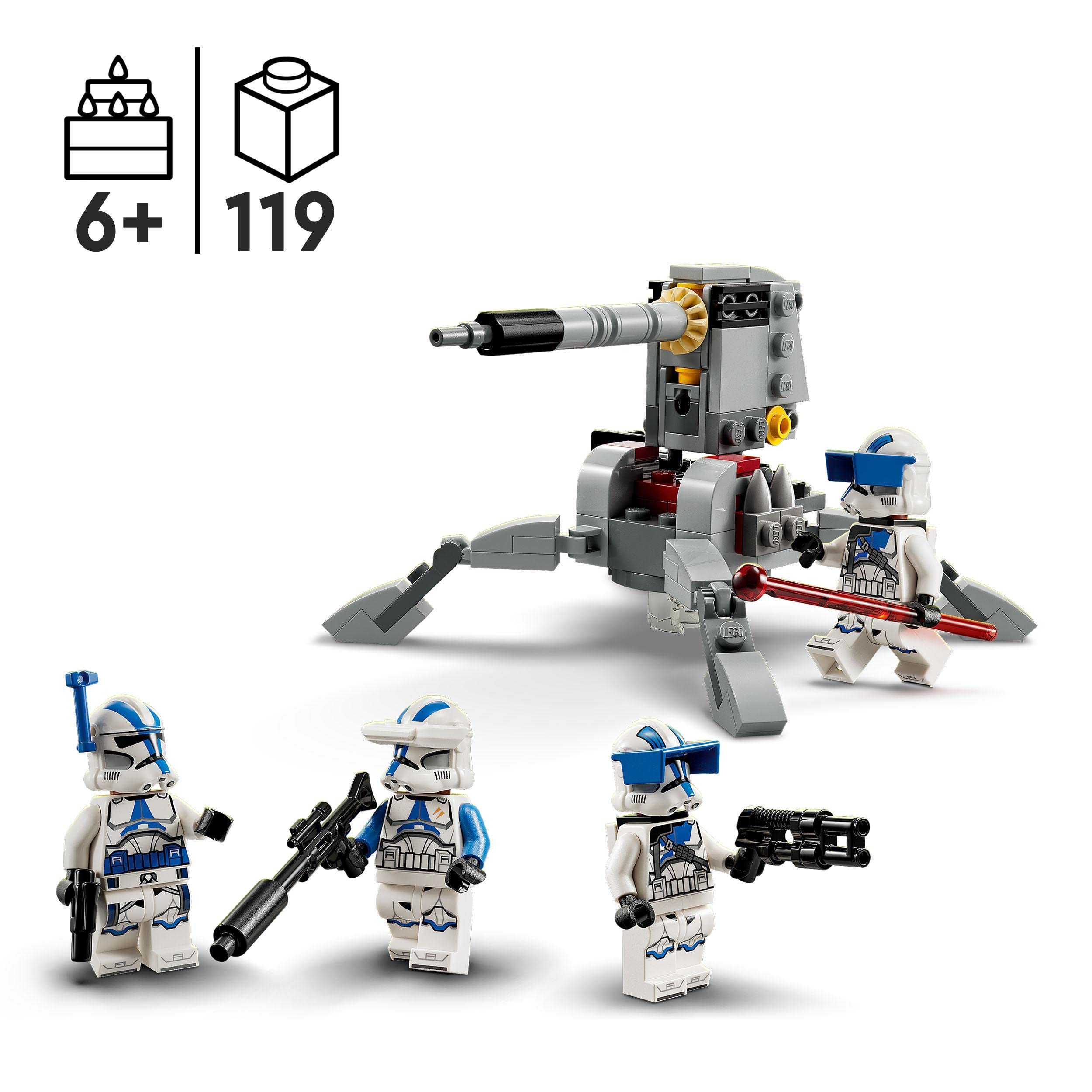 LEGO Star Wars 501st Clone Troopers Battle Pack Set, Buildable Toy with AV-7 Anti Vehicle Cannon and Spring Loaded Shooter plus 4 Characters 75345