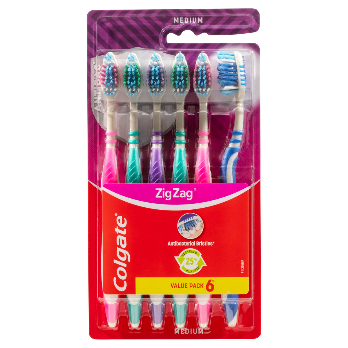 Colgate Zig Zag Toothbrush with Cross bristles to Reach deep Between Teeth 6pack