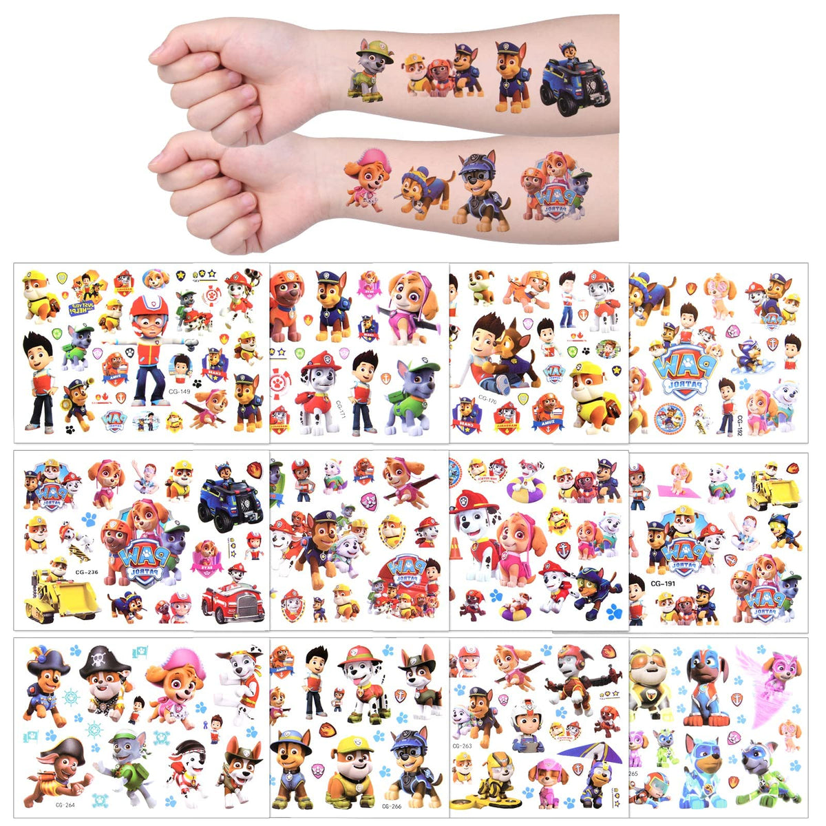 AOOWU Temporary Tattoo for Kids Boys, 12 Sheets Kid Fake Tattoo Stickers, Waterproof Temporary Tattoos, Childrens Cartoon Tattoo Stickers for Children Birthday Party Decor Party Favours