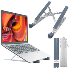 TechShak Laptop Stand for Desk - Adjustable Laptop Riser for Desk, Aluminum Ergonomic Computer Stand for Home Office, Ventilated Macbook Stand & Laptop Holder for Lenovo, Dell, HP, 10-15.6” Silver