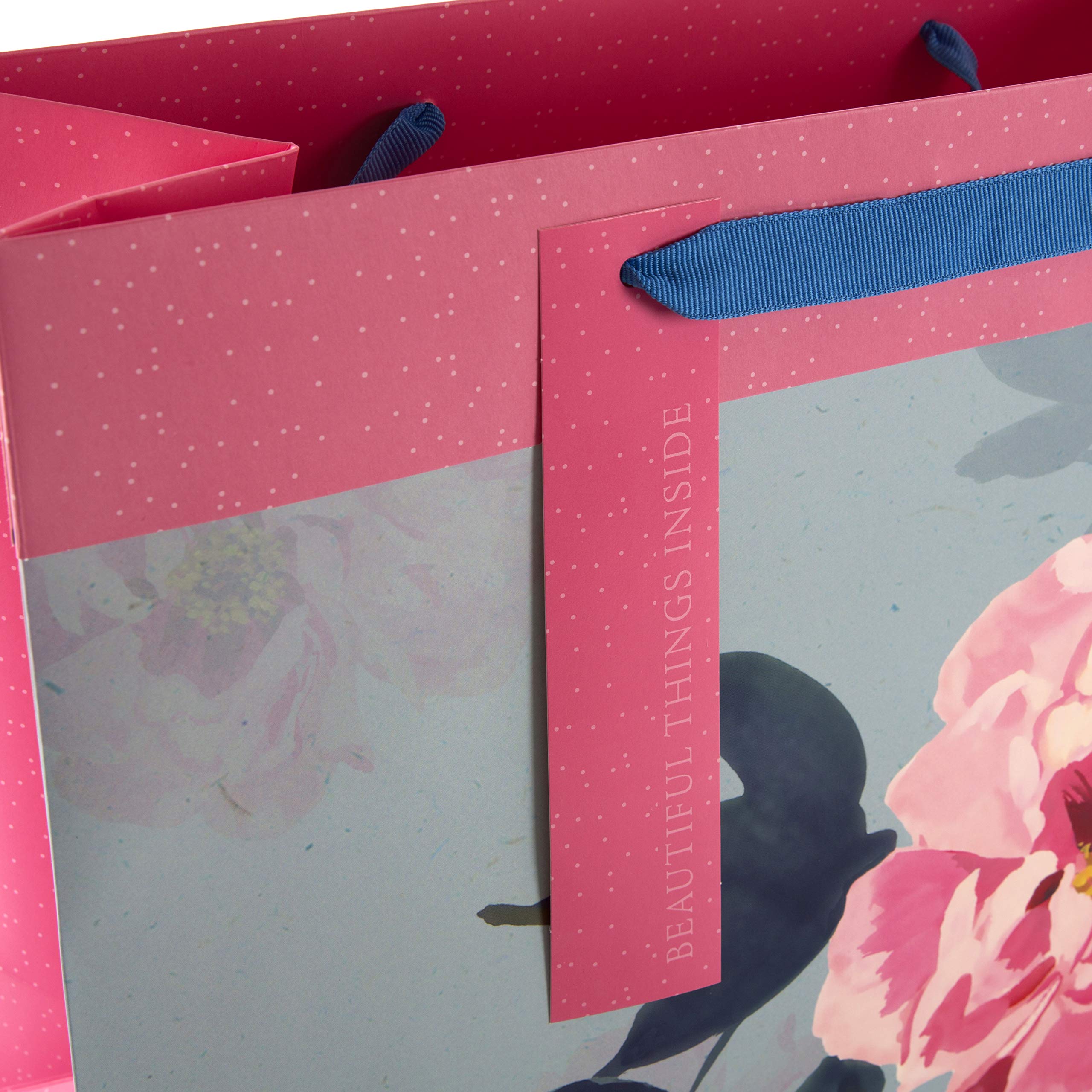 Hallmark Multi-Occasion Large Gift Bag - Elegant Pink And Blue Floral Design