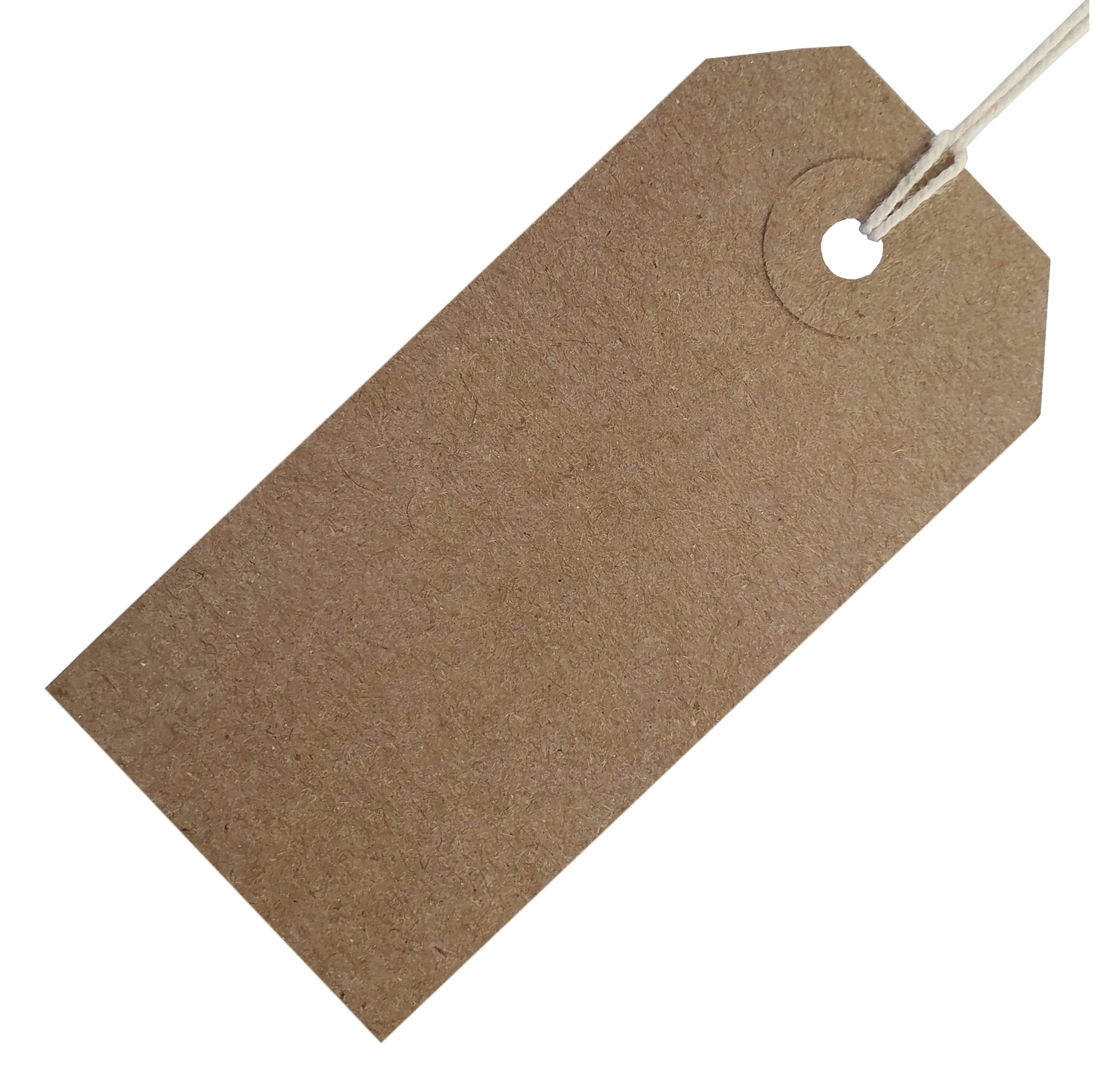 Swift Strung Tags Brown Reinforced Card Clothing Parcel Label String Hanging Gift Swing Tickets Kraft Hang Price Labelling 83mm x 41mm (Pack of 100)