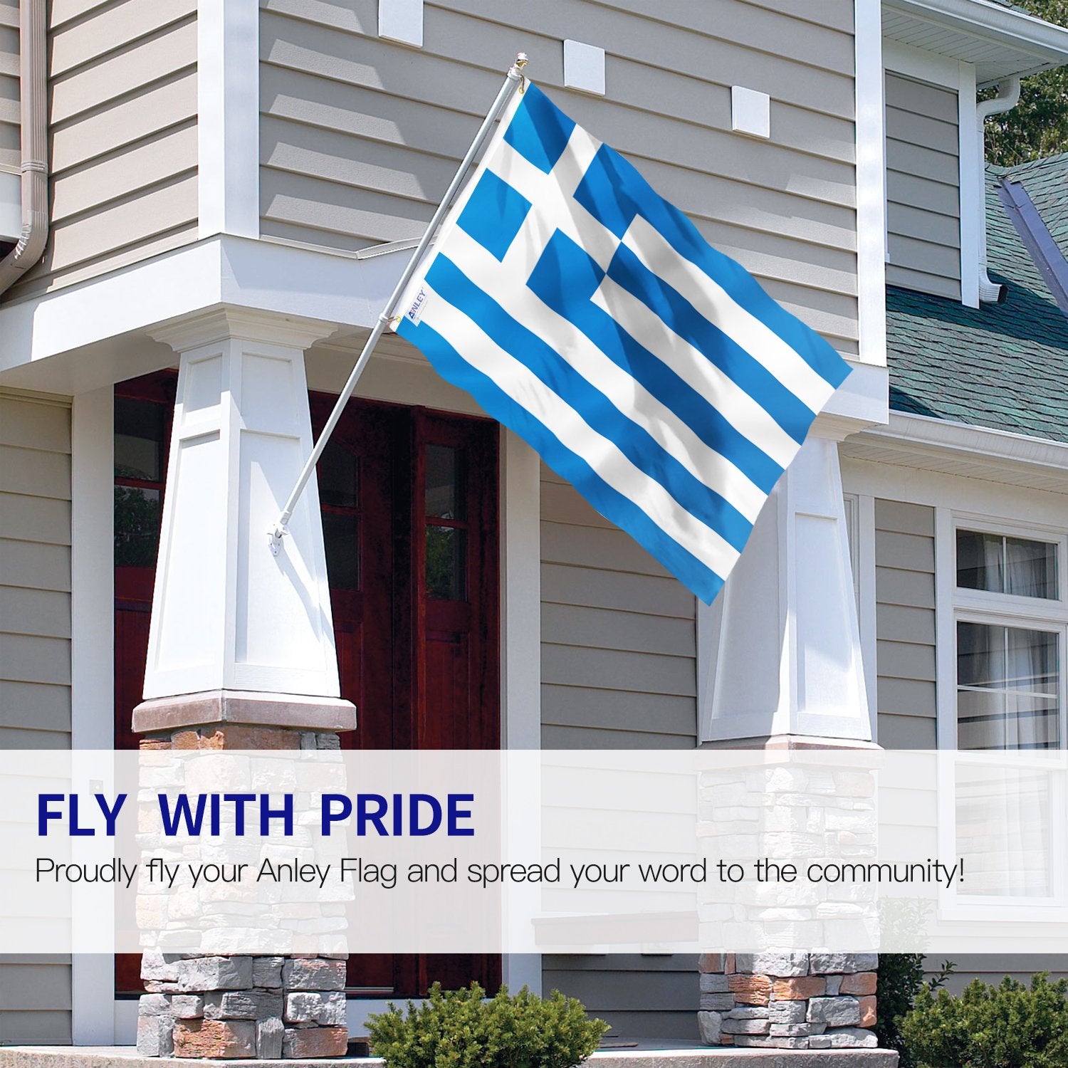 ANLEY Fly Breeze 3x5 Foot Greece Flag - Vivid Color and UV Fade Resistant - Canvas Header and Double Stitched - Greek National Flags Polyester with Brass Grommets 3 X 5 Ft