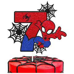 YOOYEH 1 PCS Spider Party Cake Toppers, Cartoon Movie Themed Happy Birthday Party Supplies Decorations for Boys Girls Decorations (1th) (1th) (7th)